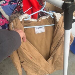 Old Navy Kids Tan Jacket with Faux Fur Hood